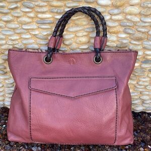 Plinio Visona Maroon/Animal Print Leather Reversible Tote/Crossbody Bag. NWT